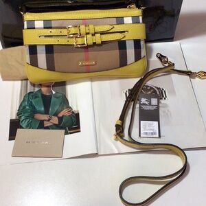 Burberry Yellow and Tan Plaid Crossbody Bag